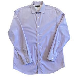 Banana Republic Men’s Slim Fit Poplin Button Up Non Iron Lavender Striped XL